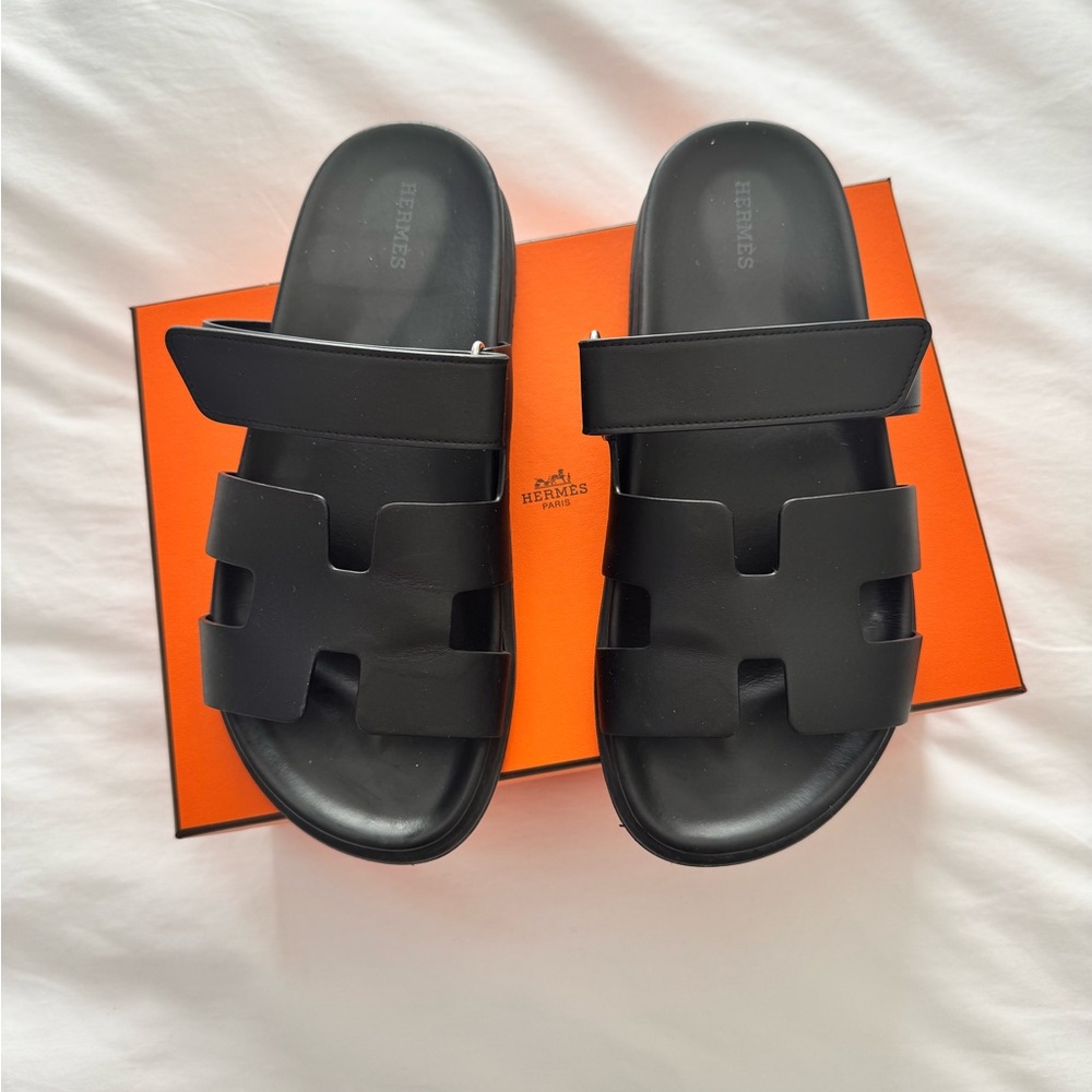 Hermès Black Chypre sandals